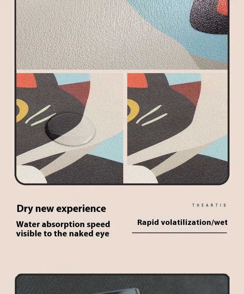 VIKAMA Retro Striped Simple Kitchen Floor Mats Diatomite Water-Absorbent Non-Slip Foot Mats Scrubbable Home Decoration Summer