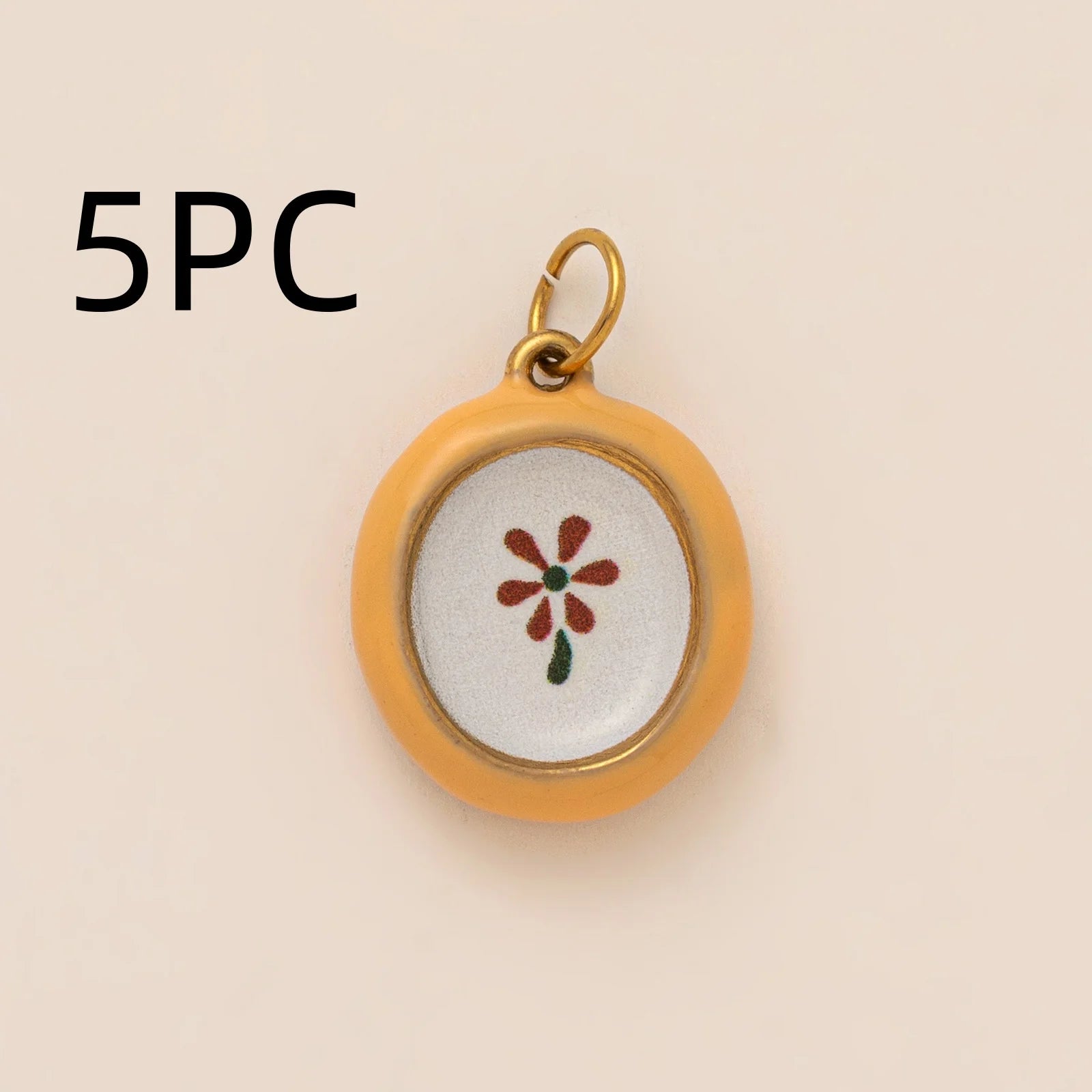 Wholesale 5pcs/lot 18K gold-plated DIY enamel stainless steel pendant, colorful fruit and food handmade jewelry accessories