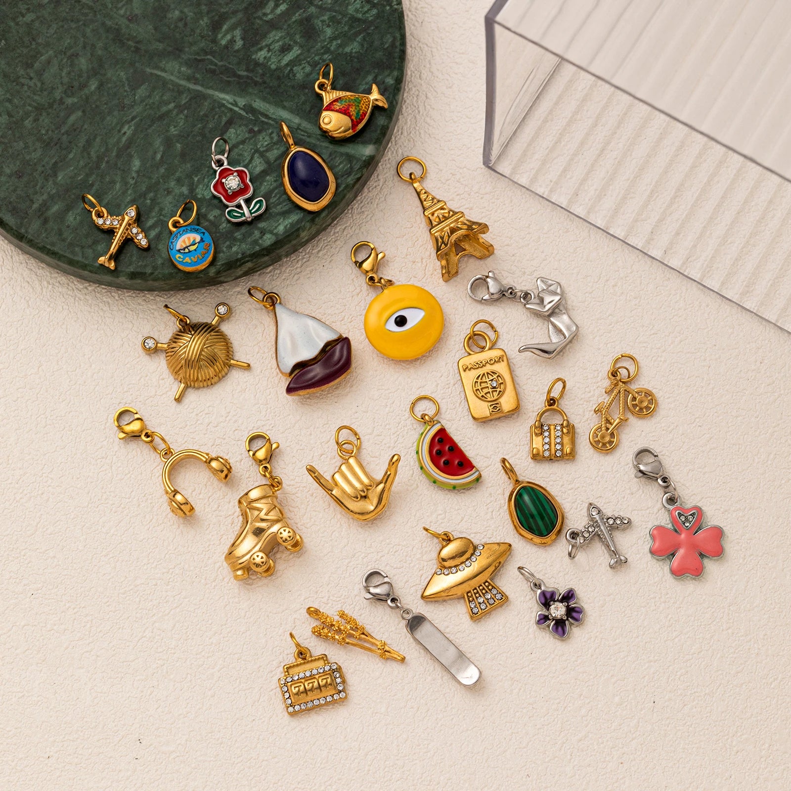 Cute Enamel Charms Stainless Steel 18K Gold Plated, DIY Jewelry Making Pendants for Handmade Necklac