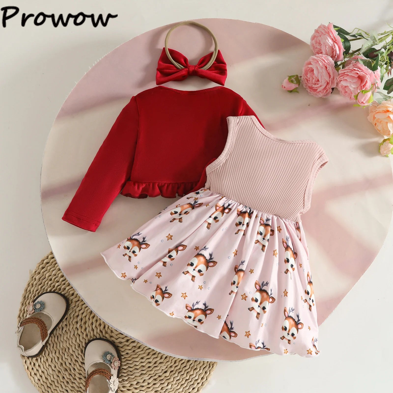 Prowow 0-3Y New Year Baby Dresses Green Velvet Coat Cardigan+Gingerbread Man Dress For Newborns My First Christmas Baby Clothes