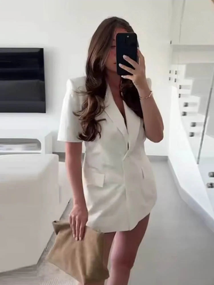 Ensemble 2 pièces revers simple boutonnage a manches courtes