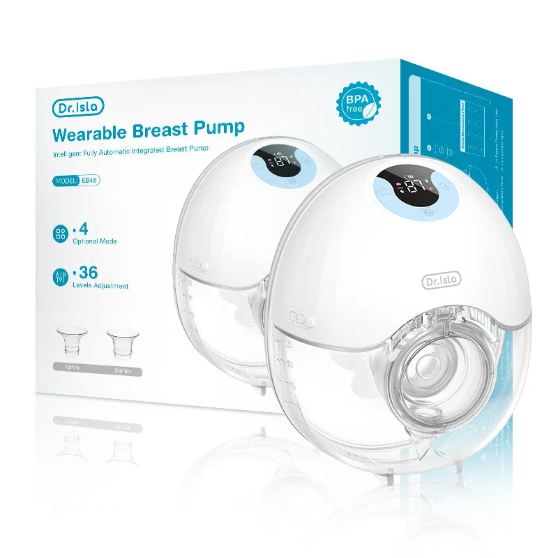 Wearable Electric Breast Pump 4 Modes 36 Suction Levels Hands-Free Milk Collector with 19/24mm Flange for Comfortable Feeding