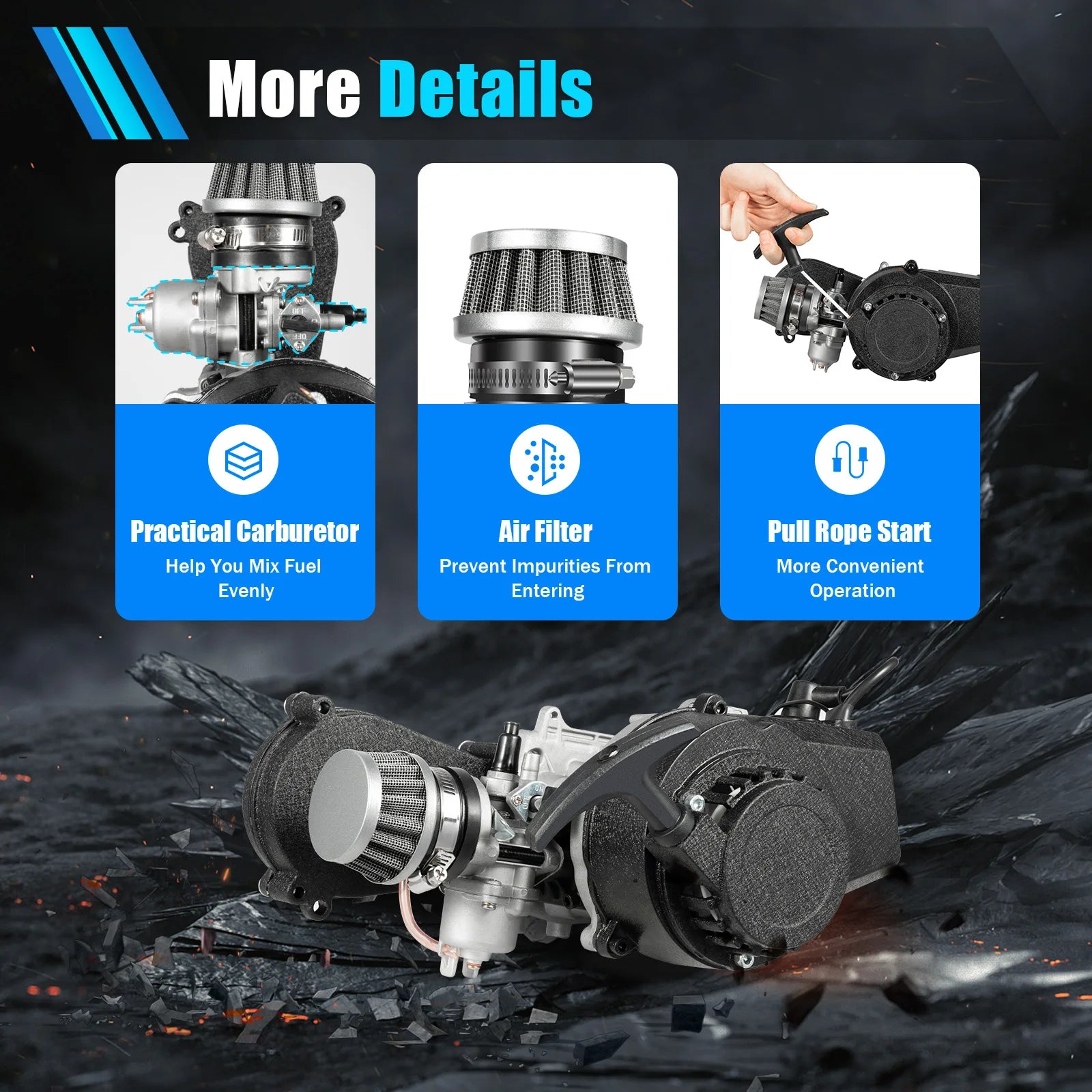 49CC 2 Stroke Engine Motor Kit Pull Start For Pocket Mini Dirt Bike ATV Scooter Air-Cooled