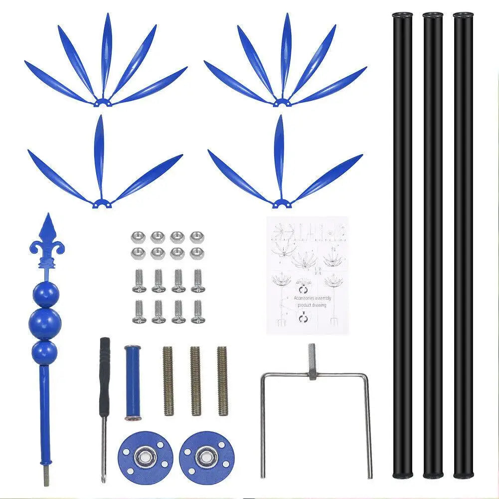 1/2pcs Harlow Wind Spinner Metal Windmill 3D Wind Powered Kinetic Sculpture Lawn Metal Wind Solar Spinners Yard for Garden Decor