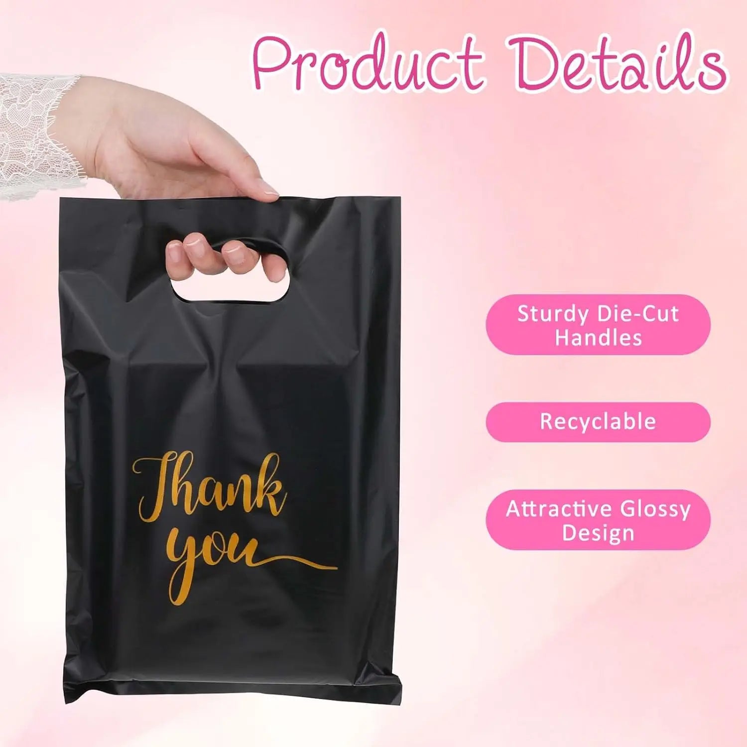 20/50pcs reusable foldable waterproof PE shopping bag, durable boutique supermarket retail bag, perfect thank you party gift bag