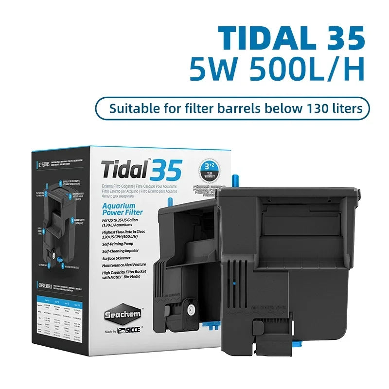 SICCE TIDAL35/55/75/110 Hang-on Filter for Aquarium Silent Waterfall Filter Pump Fish Tank External Flow Regulated 220V 50hHz