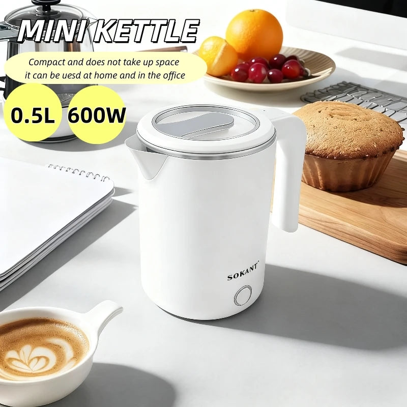 Smart Electric Kettle 600W 500ML Stainless Steel Portable Water Boiling Pot Home Kitchen Appliance EU Compact Fast Boiling