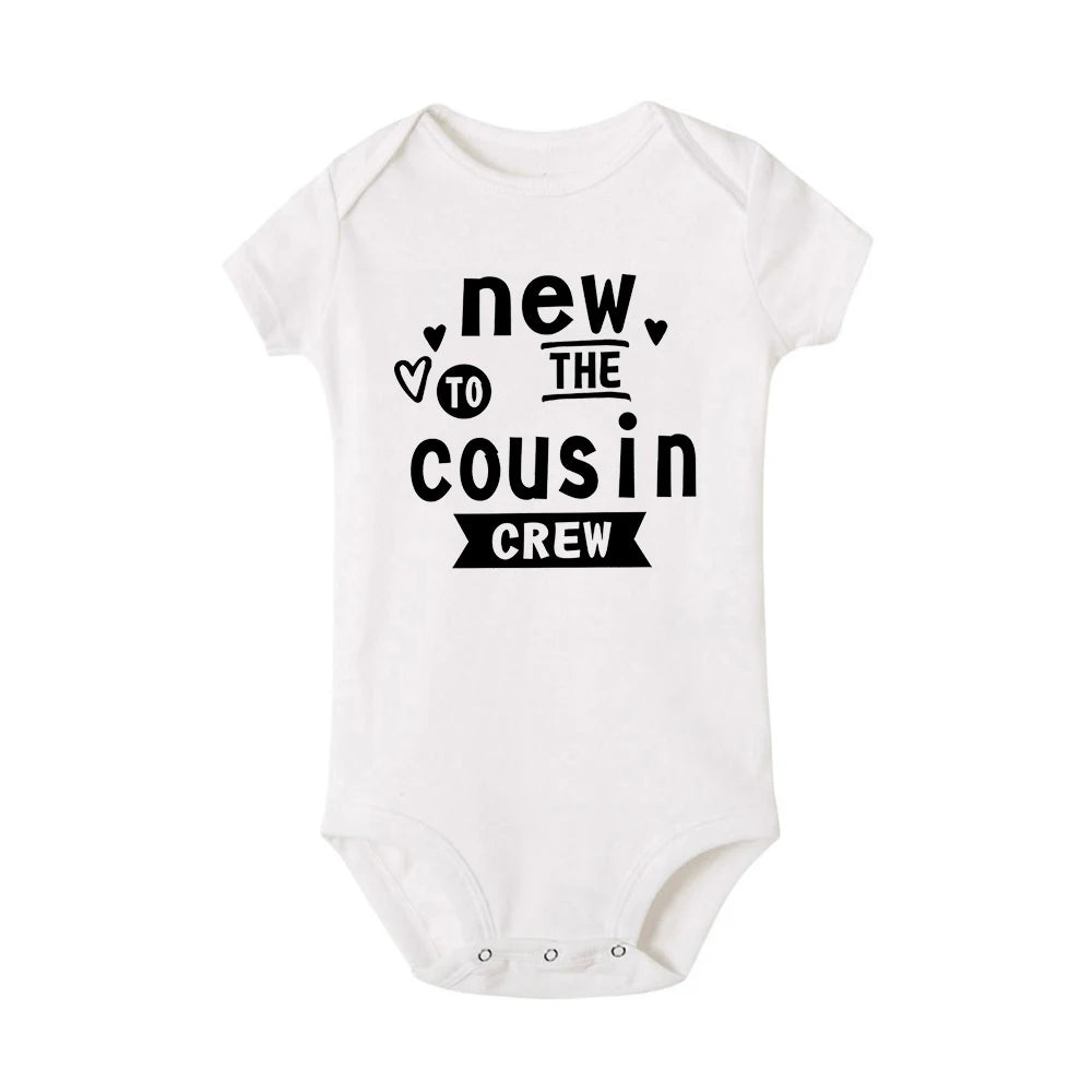 New To The Cousin Crew Print Newborn Bodysuit Baby Boy Girl Short Sleeve Romper Summer Baby Toddler Clothes Infant Shower Gifts