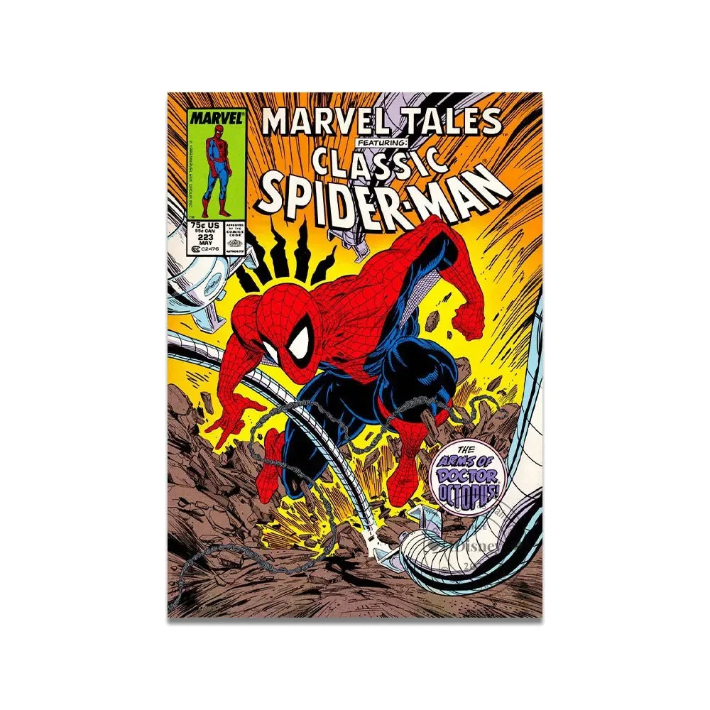 Marvel Vintage Comics Amazing Classic Spiderman Print Wall Art  Amgazine Poster Canvas Paintings Home Decor Pictures Best Gift