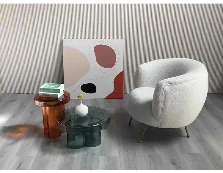 Verre Transparent café moderne rond chevet nordique pétale côté salon meubles créatifs Table ronde