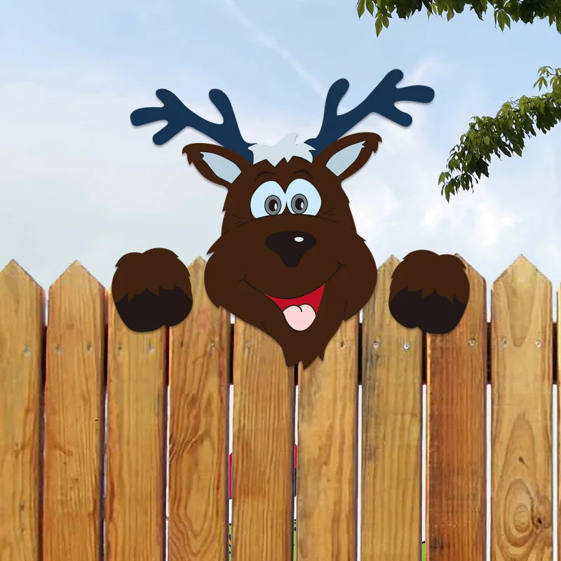 Christmas Fence Wooden Signboard Santa Claus Reindeer Snowman Grinch Decoration Courtyard Garden Handmade