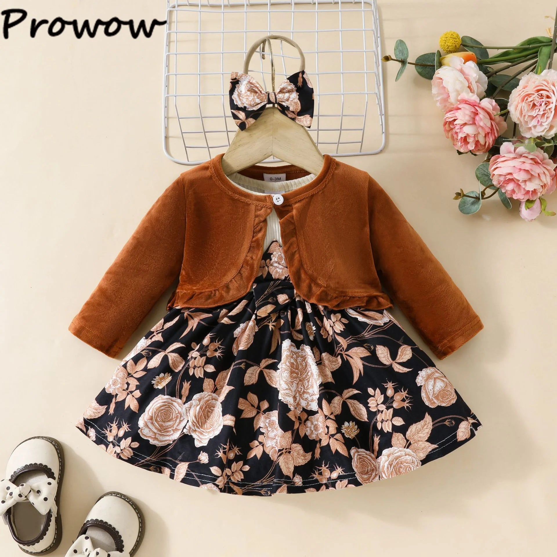 Prowow 0-3Y New Year Baby Dresses Green Velvet Coat Cardigan+Gingerbread Man Dress For Newborns My First Christmas Baby Clothes