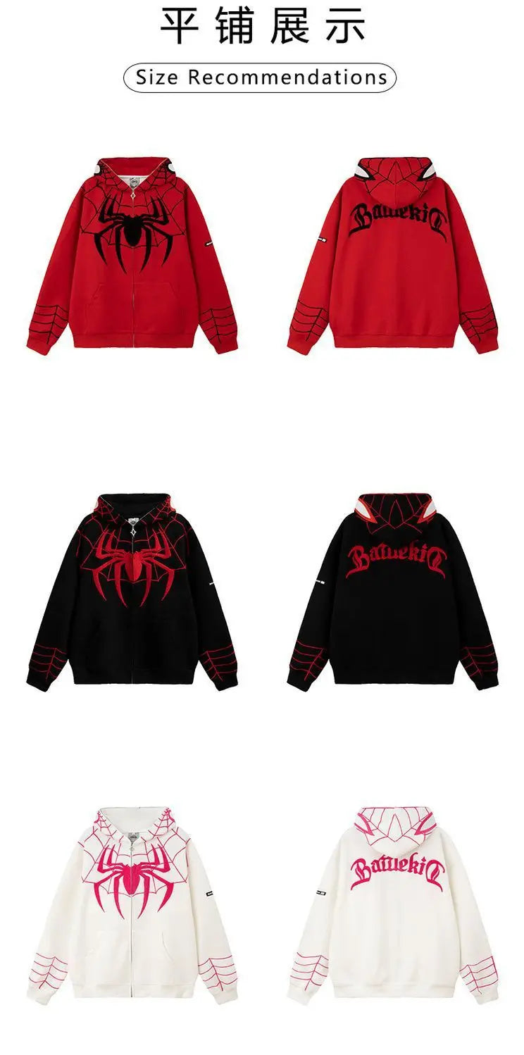 Anime Marvel Spider Man Hoodie 3D Digital Printing Hoodie Fashion Hip Hop Sweatshirt Zipper Top Women'S Coat Couple Holiday Gift
