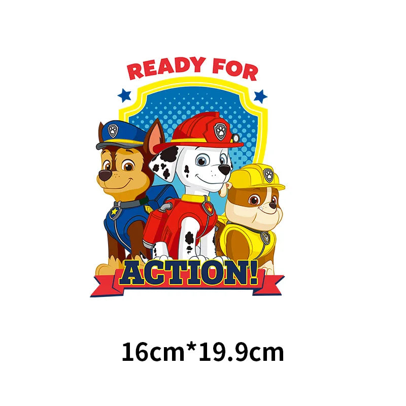 Paw Patrol Patches for Clothing Anime Cartoon DIY Hoodie Hat T-shirt Heat Transfer Patch Clothes Custom Vinyl Stickers