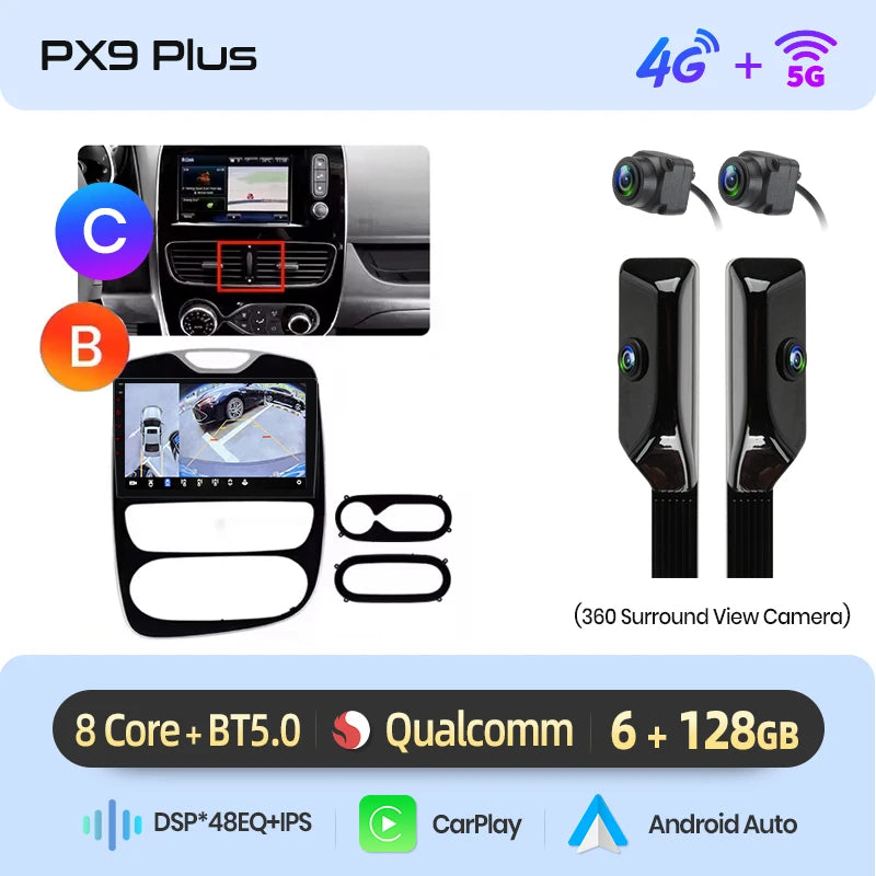 AWESAFE CarPlay اللاسلكي لنظام Apple Android 13 راديو السيارة لسيارة Renault Clio 4 2012 2013 2014-2016 شاشة الوسائط المتعددة ستيريو نظام تحديد المواقع العالمي (GPS)