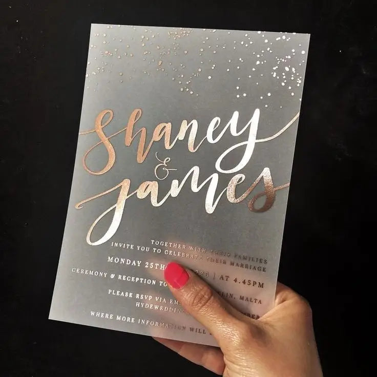 Custom Vellum Personalized Wedding Invitation Thank You Card Sate The Date Greetings Design Print DIY Menu Bridal Shower Birthda