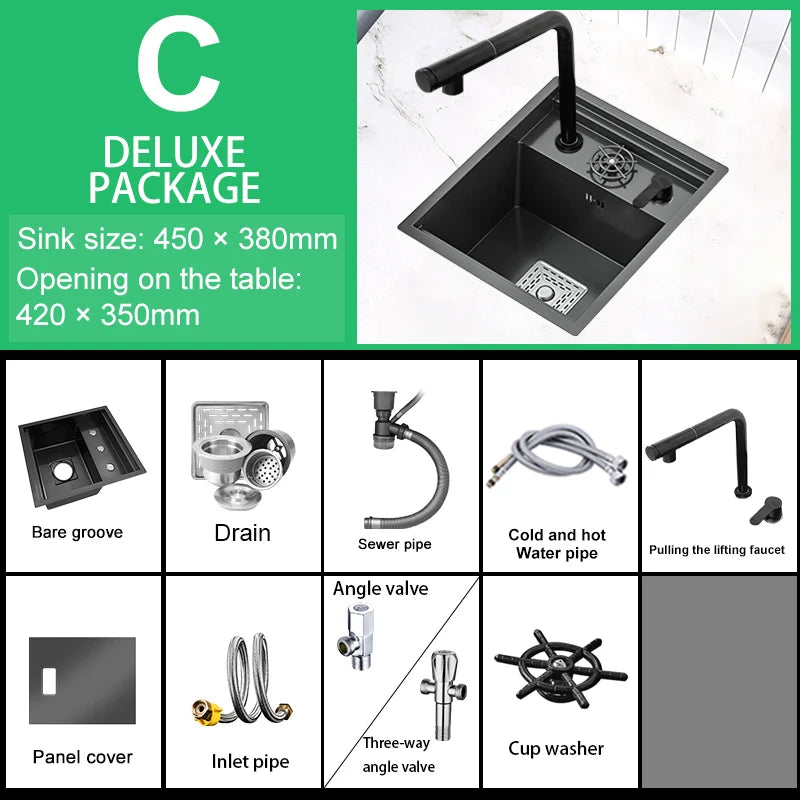 Hidden Sinks Stainless Steel Kitchen Sink Bar Small Single Slot With Lid Wash Basin Balcony Garden Campervan