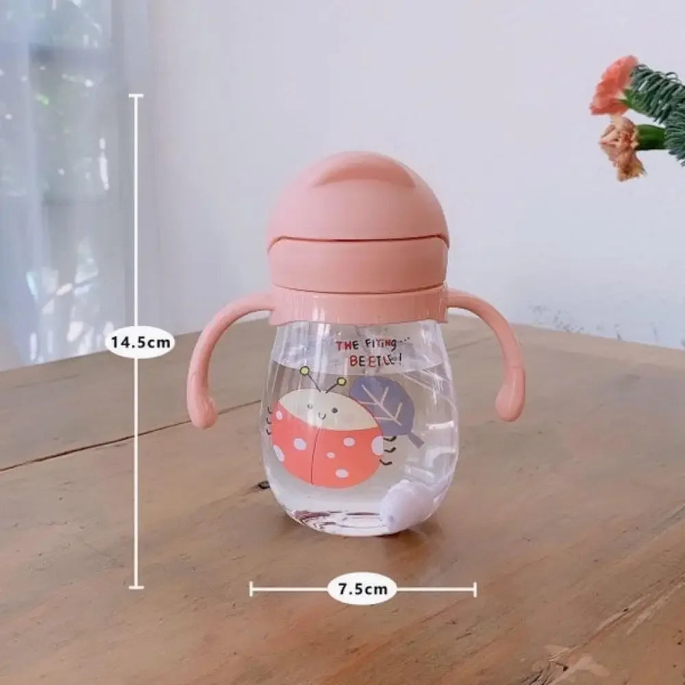 350/250ml baby straw cup cute cartoon anti-choking water cup kindergarten children gravity ball water cup gift