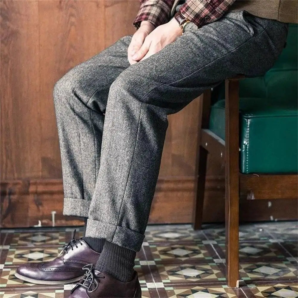 Pantalon de costume en laine style rétro