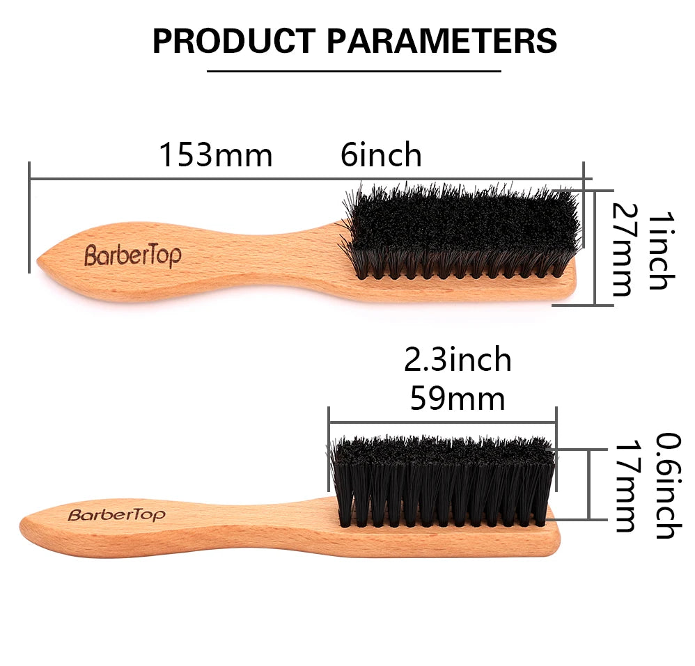 Barbertop Men Barbe Brosse Poignée boisée Brosse de nettoyage de cheveux doux Cheveux cassés