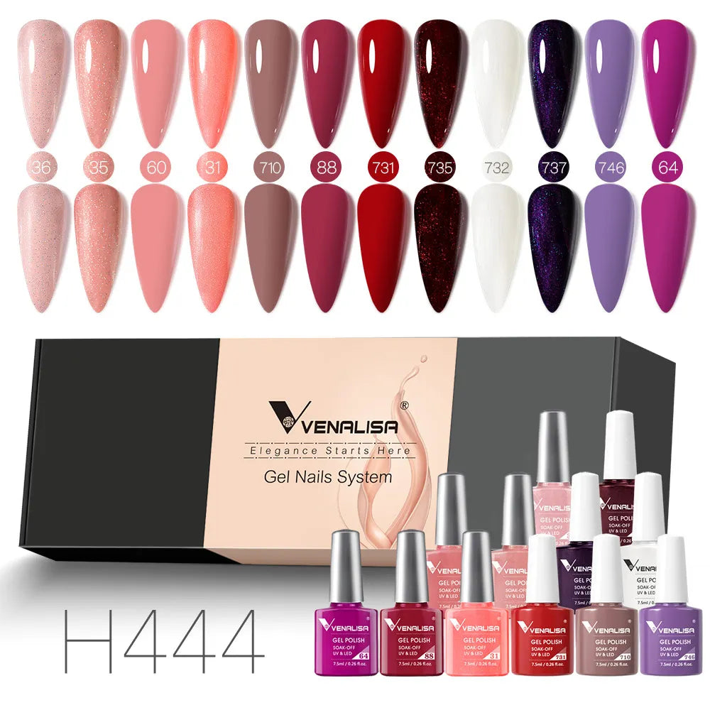 12pcs/kit Venalisa Vernis à ongles gel pigmentée Terre brune