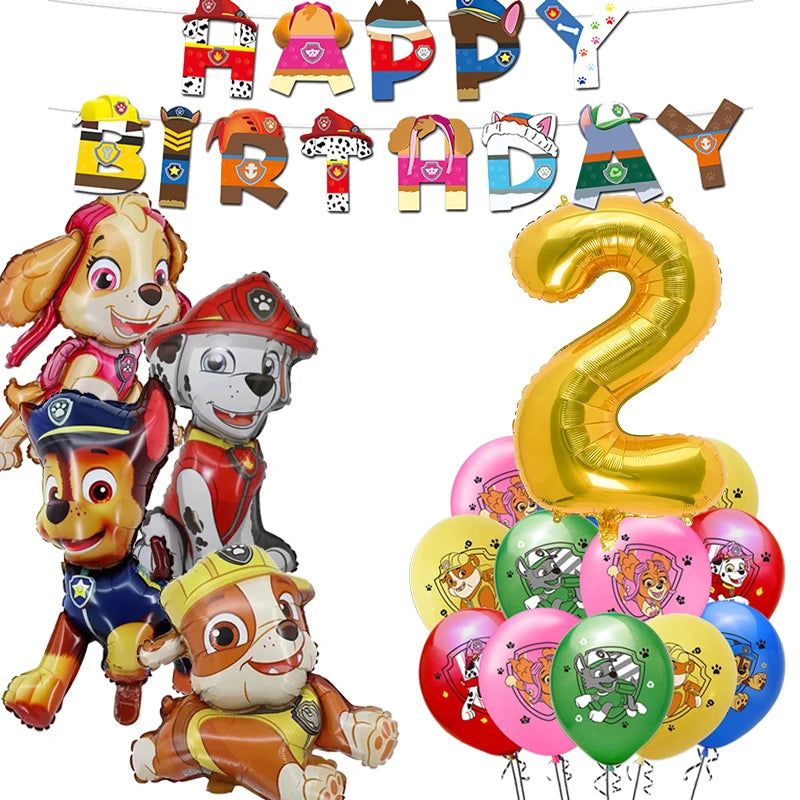 Paw Patrol Birthday Decoration Tableware Tablecloth Children Gift Candy Box Backdrop Dog Balloon Party Favors For Kids Birthday