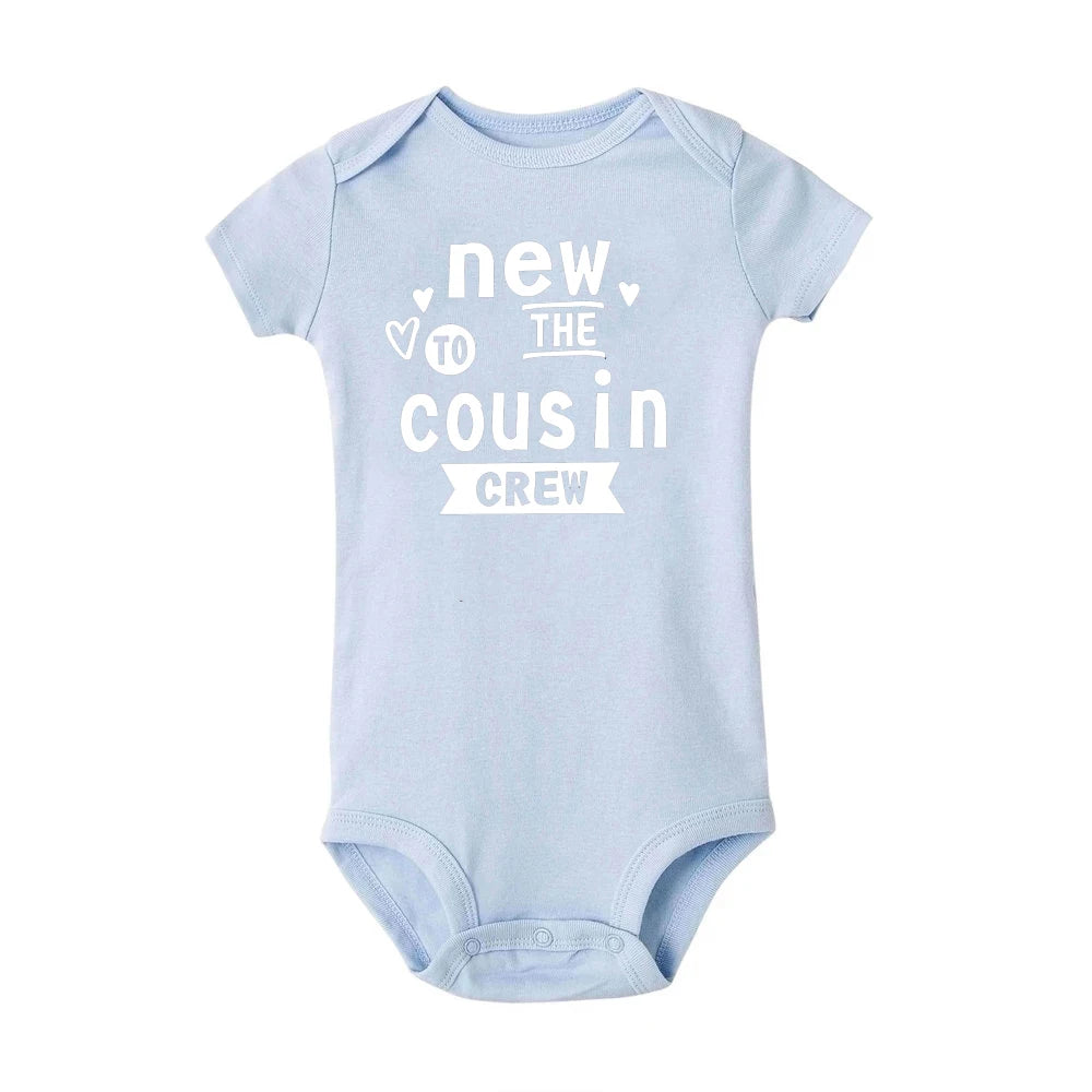 New To The Cousin Crew Print Newborn Bodysuit Baby Boy Girl Short Sleeve Romper Summer Baby Toddler Clothes Infant Shower Gifts