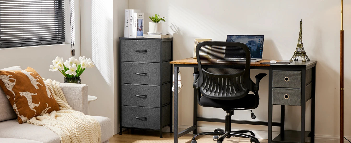 JIAN-Armoire de Rangement pour Vêtements, Commode pour Chambre à Coucher, 4 Tiroirs de Proximité en Tissu, Armoire à Cadre en Acier