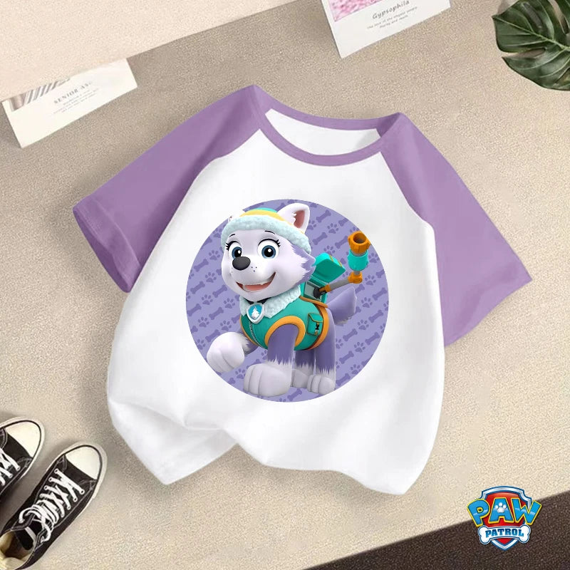 PAW Patrol T-shirt Children Clothing Chase Skye Cartoon Anime Short Sleeve Boy Girl Kawaii Fashion Tee Cute Kid Home Clothes Top