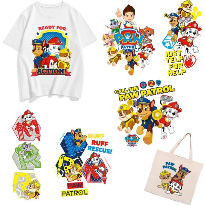 Cute Paw Patrol Patches for Clothes Children Clothes Sticker Diy Hoodies T-Shirt Heat Press Appliqued Iron Sticker