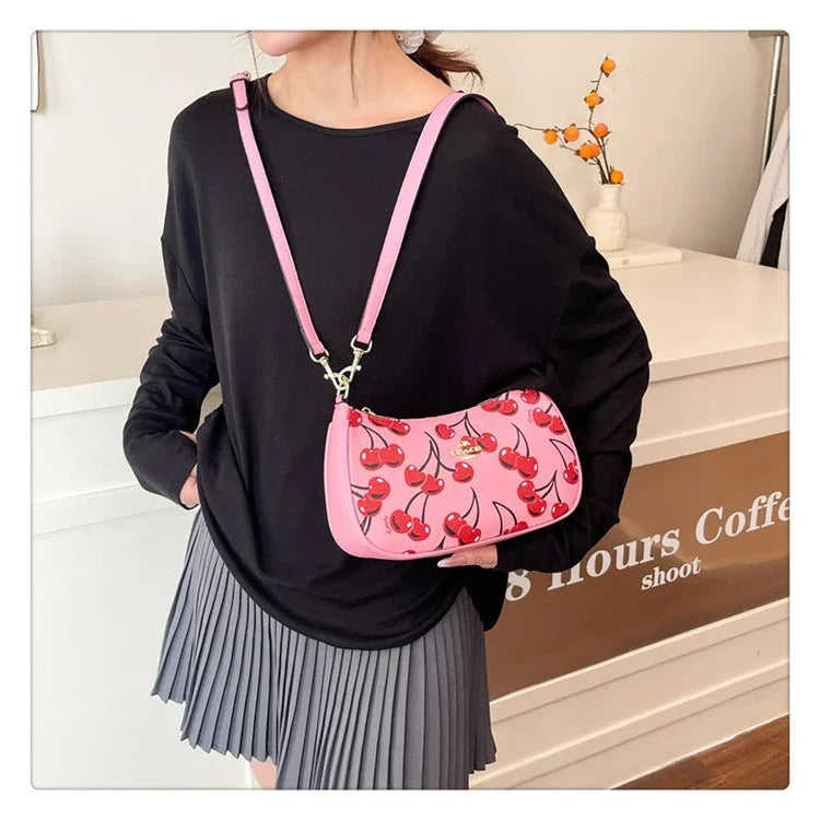 2025 Latest! Modern Vintage Cherry Crossbody - Mahjong - Style Chain Bag, Shoulder/Underarm Design, Women's Light Luxury