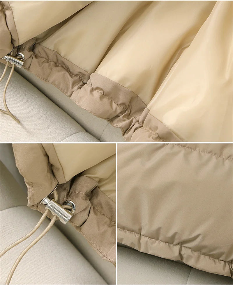 Fashion Short Hooded Parkas Coats Thicken Warm Down Cotton Jacket Women's 2025 Winter New Chic Loose Bread Outerwear Female