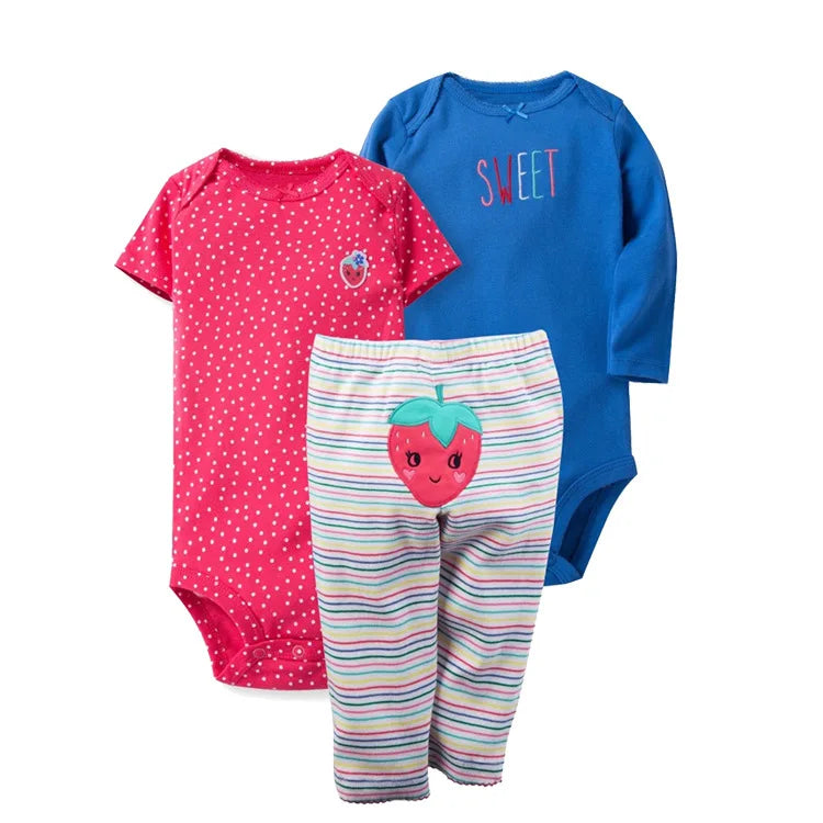 3Pcs Baby Clothes Set Cartoon Bodysuits Pp Pant Fashion Newborn Cotton Jumpsuit Pants Kids Toddler Rompers Clothing 6-24M