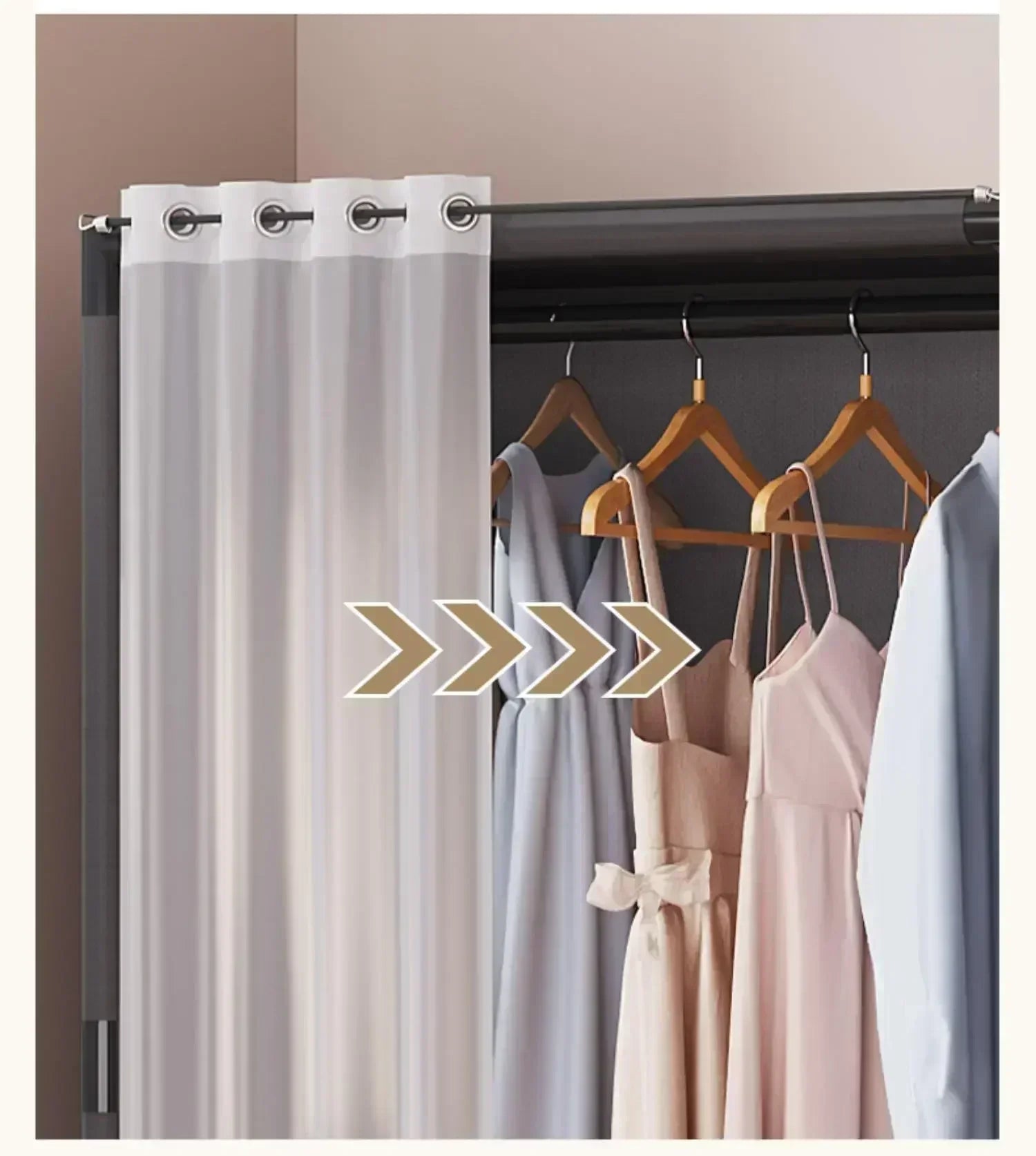 Armoire pour usage domestique, chambre à coucher, armoire en tissu simple et de grande capacité, robuste et durable, rangement anti-poussière, support organisateur de garde-robe