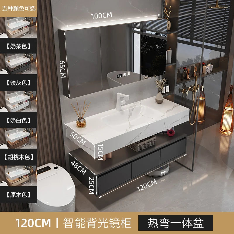 Armoire de salle de bain légère en bois massif, toilettes de rangement Vintage, vanité de salle de bain, miroirs de maquillage, meubles Para Banheiro