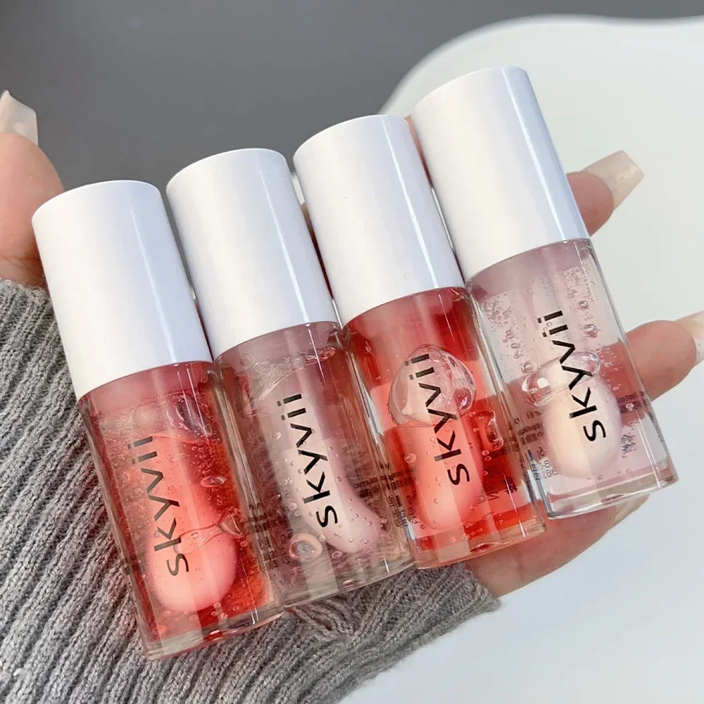 Strawberry Jelly Lip Oil Glossy Tint Glaze Lipstick Moisturize Liquid Fruit Jam Lip Beauty Treatment Transparent Hydrating Balm