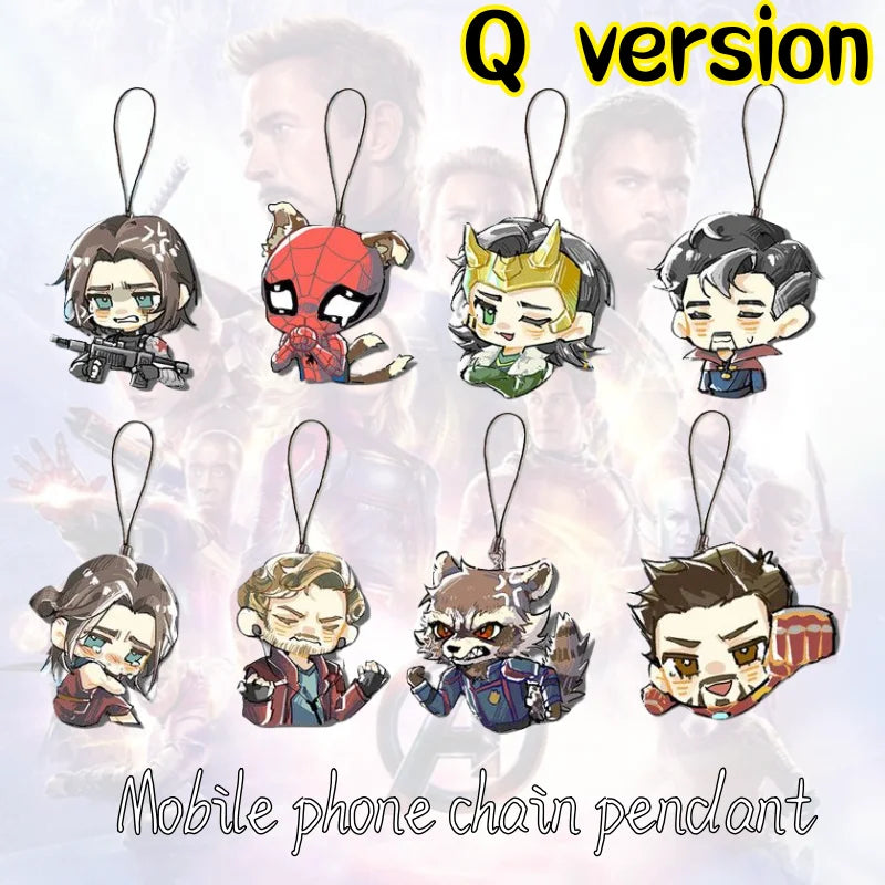 Marvel: Spider-Man Iron Man Doctor Strange cartoon Q version double-sided acrylic mobile phone chain pendant backpack decoration