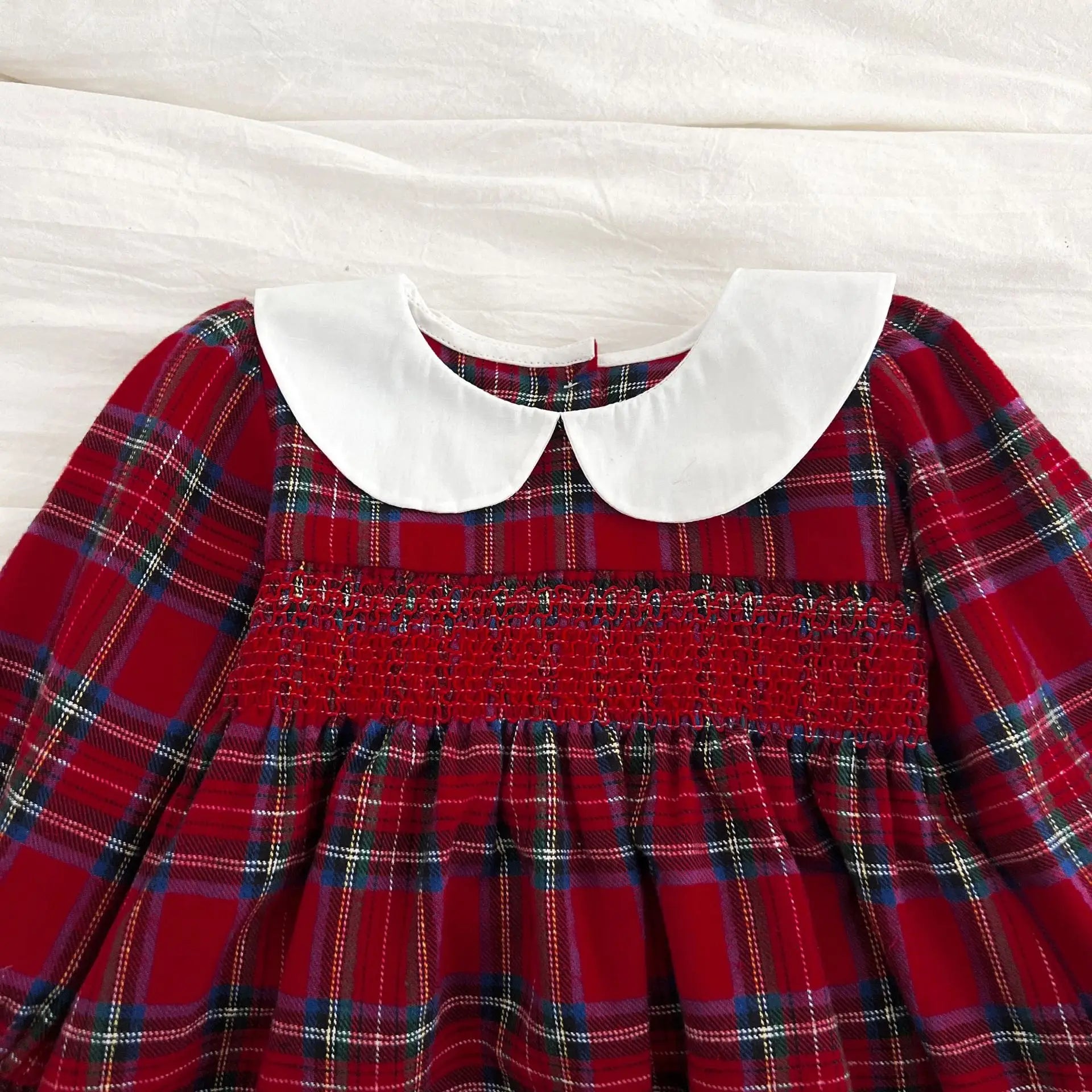 Christmas Infant Baby Girl Romper Autumn Winter Newborn Baby Girl Children Clothes Red Plaid Lapel Long Sleeved Newborn Romper
