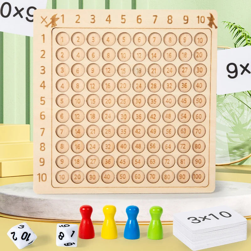 99 Multiplication Board Game Wooden Montessori  Kids Learning Educational Toys Math Counting Hundred Board Interactive Thinking