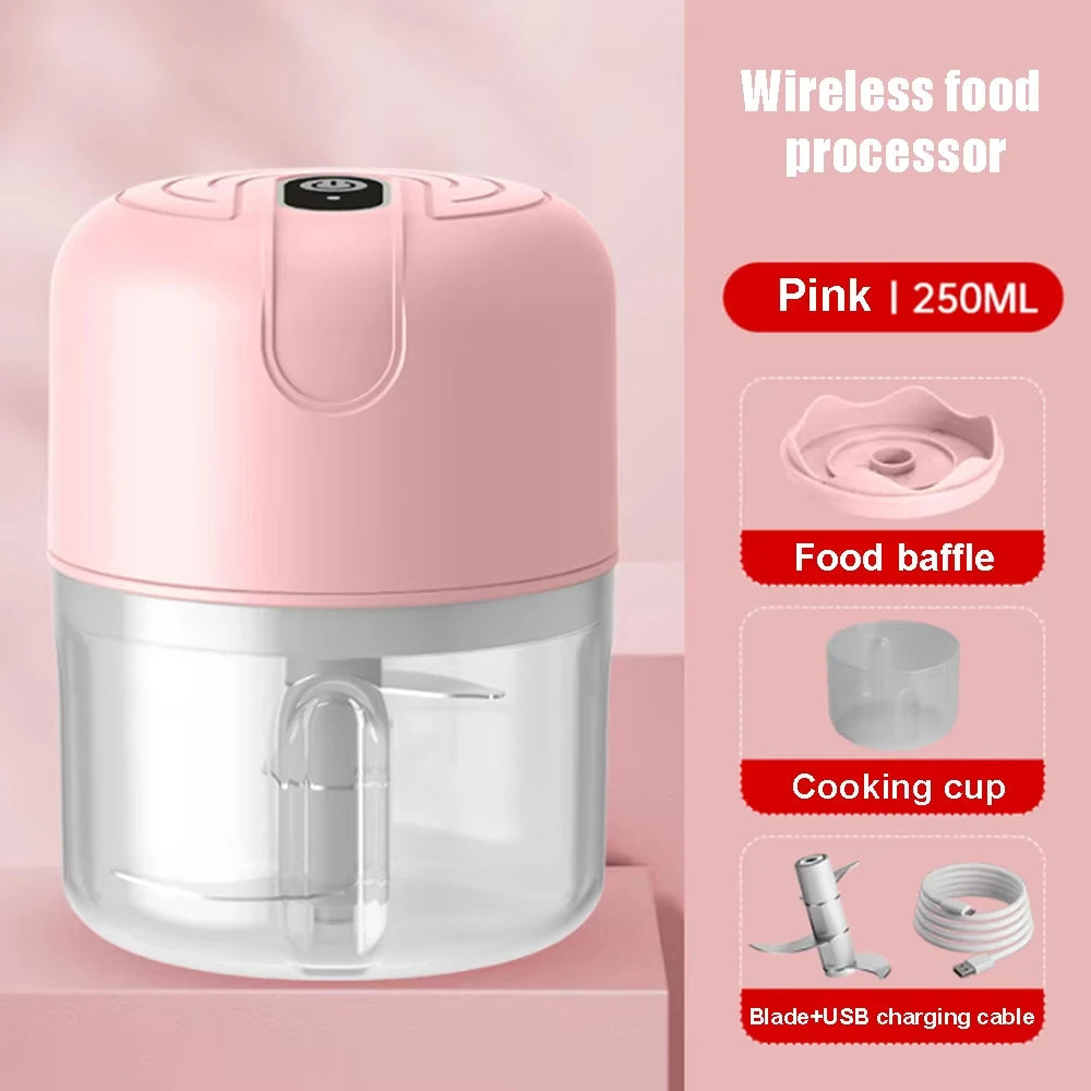Electric garlic grinder USB garlic puree machine 250ML meat grinder kitchen vegetable grinder food chopper blender