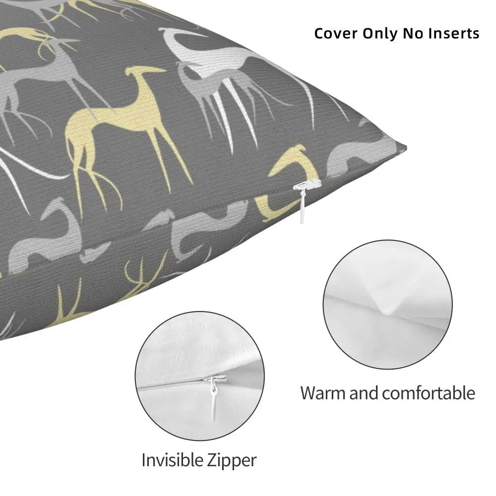 Custom Cute Whippet Greyhound Pillow Case Decor Home Hound Dog Luxury Cushion Cover Car Pillowcase