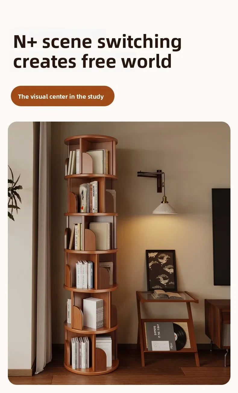 360 °   Bibliothèque rotative – Armoire de rangement mobile pour la maison et le salon