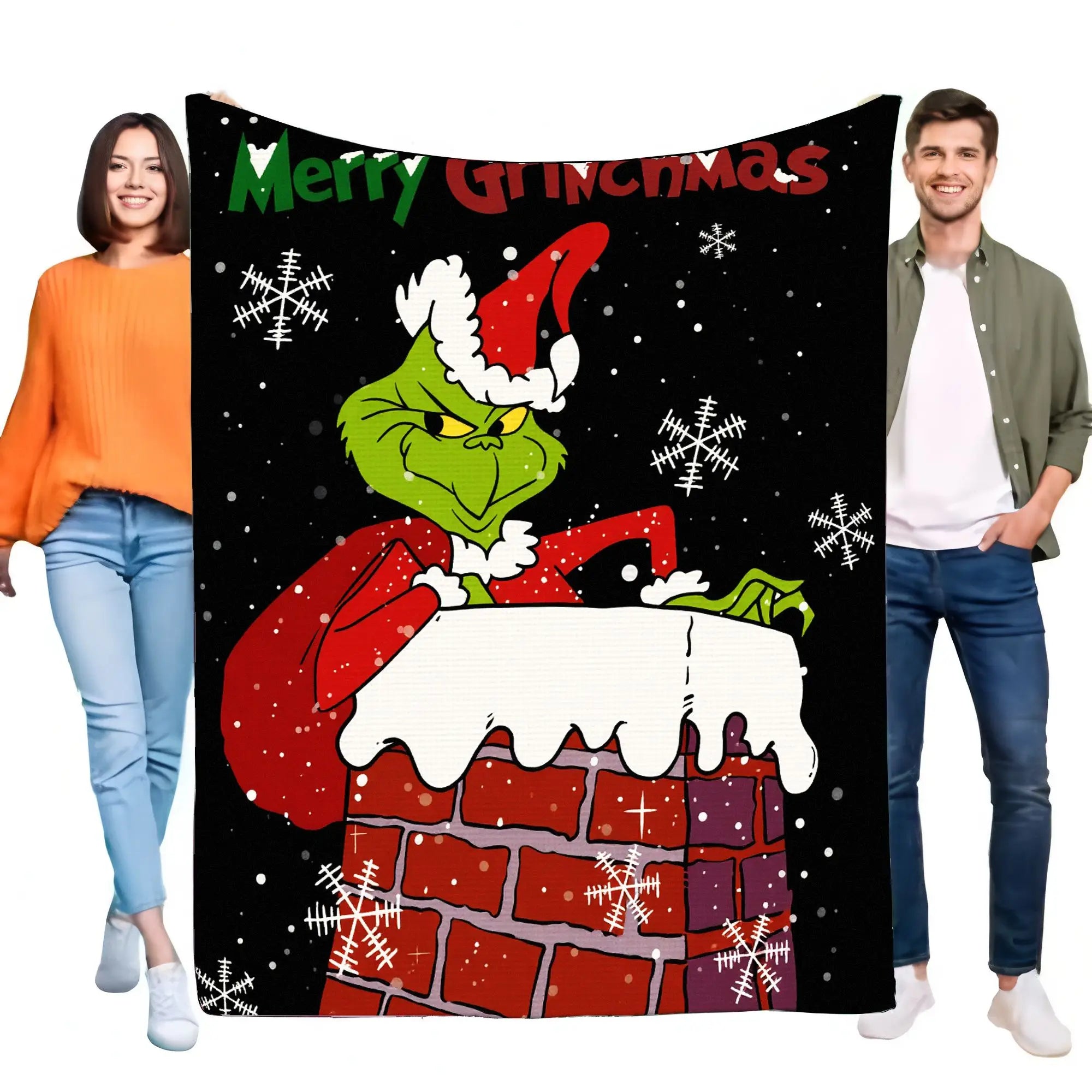 Merry Grinchmas Blanket Cozy Soft Throw for Winter Holidays Christmas Decor Gift Idea for Kids and Adults, Perfect for Sofa Bed