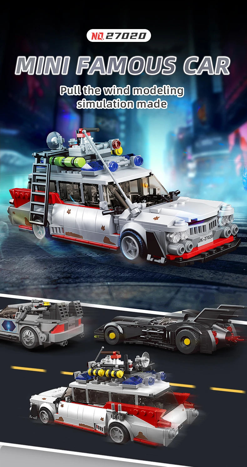 MOULD KING 27020 Technical Car Toys The Mini Ghost Bustered ECTO-1 Car Model Assembly Building Block Brick Kids Christmas Gifts