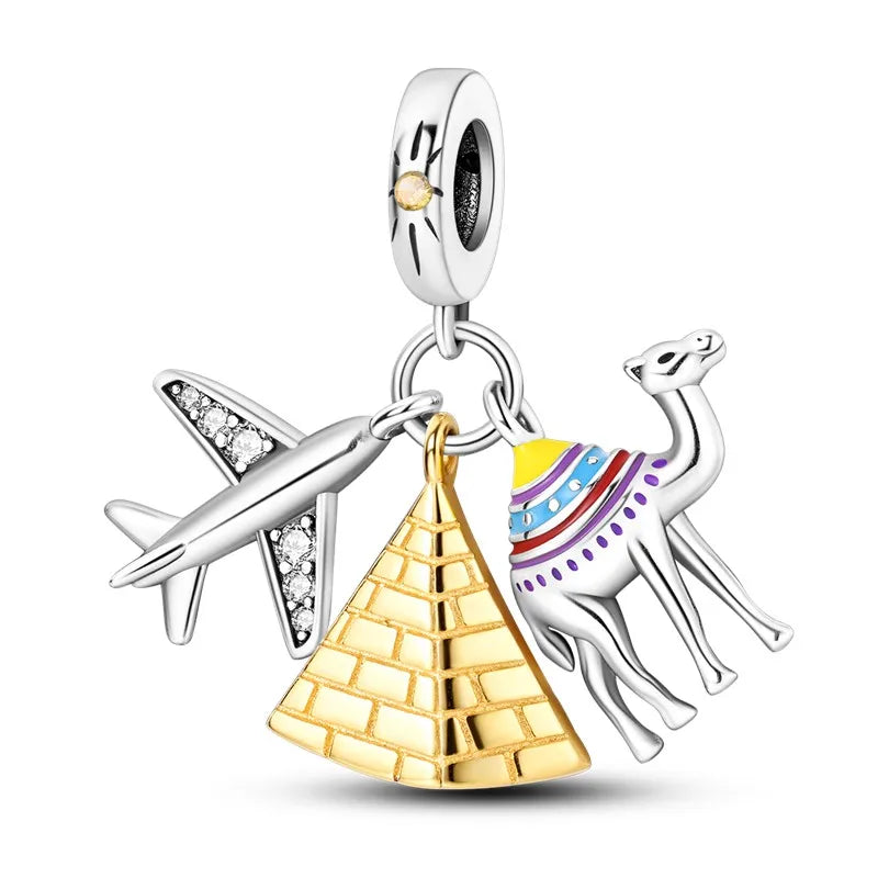 Pyramid Mum Dangle Charm Fit Pandora Bracelet 925 Sterling Silver Cleopatra Pharaoh Charms Beads Pendant Silver Original Jewelry