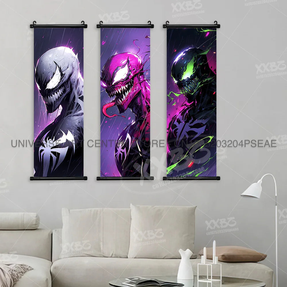 Marvel Poster Black Panther Home Decor The Avengers Wall Art Venom Hanging Painting Spider Man Scrolls Picture Wolverine Mural