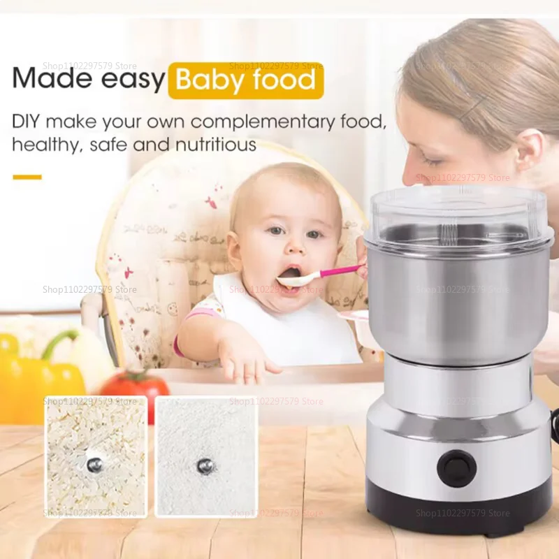 Mini Electric Coffee Spice Pepper Grain Grinder 300ml Ultra Fine Baby Food Grinder 4-Blade Household Kitchen Accessory