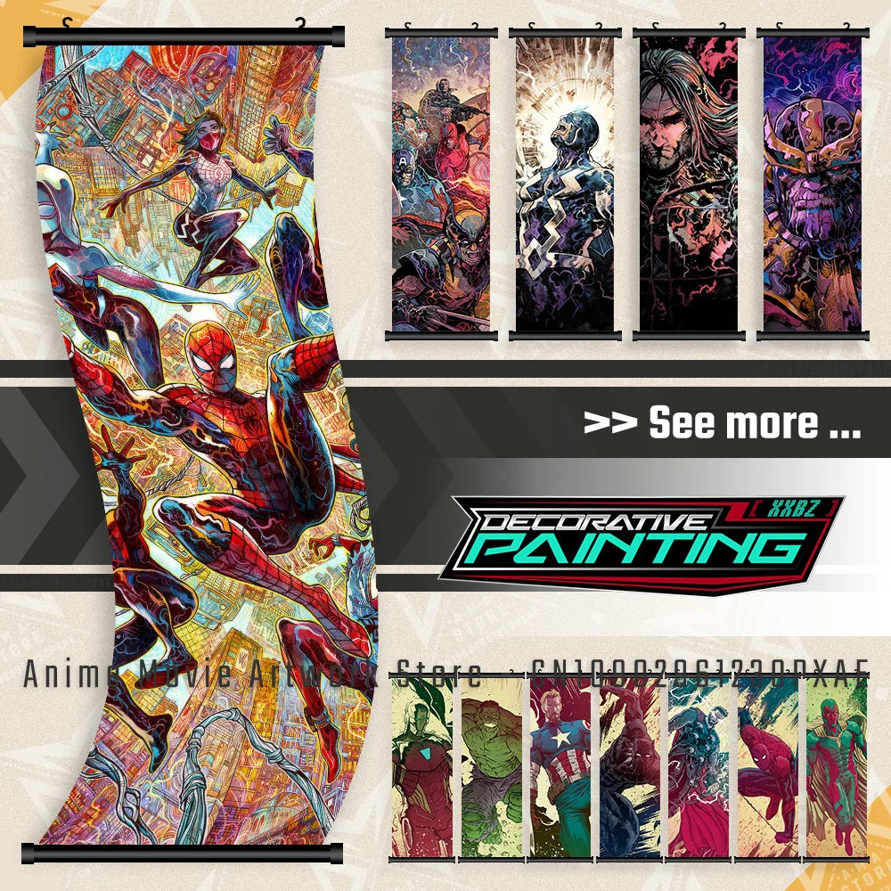 Marvel The Avengers Wall Art Scrolls Pictures Movie Characters Poster Hanging Painting Iron Man Canvas Print Home Decor Mural