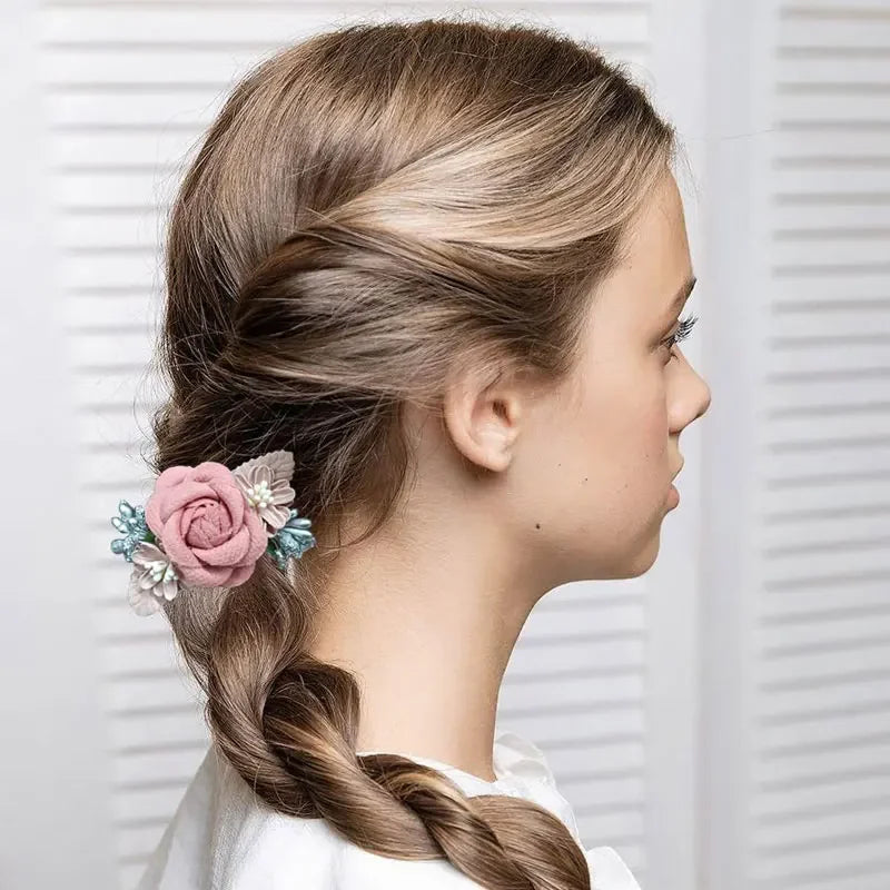 Bandes de cheveux élastiques à fleurs pour filles