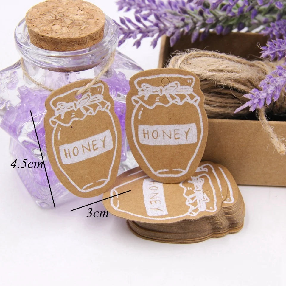 50PCS Christmas Kraft Paper Tags Handmade/Thank You DIY Crafts Hanging Tag With Rope for Christmas Gift Wrapping Supplies Favors